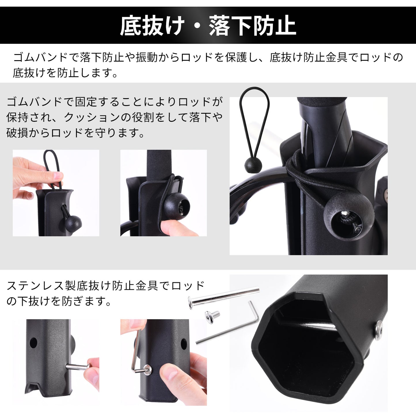 ESFUERZO（エスフエルソ） ロッドホルダー 釣り 360°回転で便利 バイク 自転車 船 パイプ レーン 釣り竿 釣竿 竿受け 竿掛け スタンド 固定 キャリア 取付説明書付き