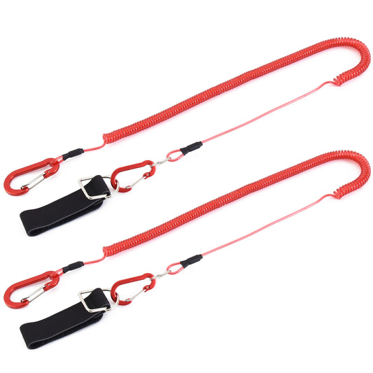 ESFUERZO(エスフエルソ) 尻手ロープ 尻手ベルト 釣竿の落下防止 最長3m 尻てロープ スパイラルコード リーシュコード 釣り ロッド 2個セット　