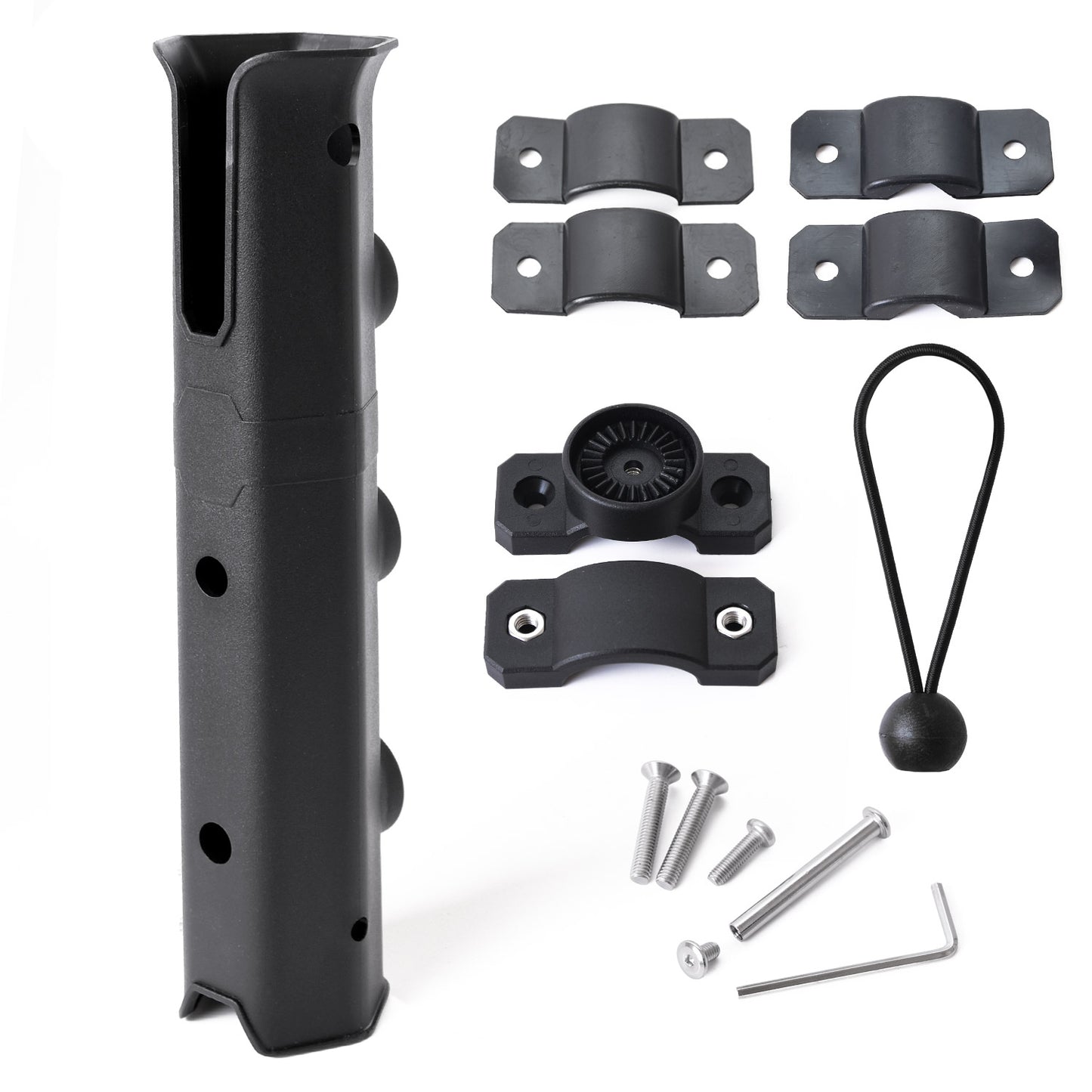 ESFUERZO（エスフエルソ） ロッドホルダー 釣り 360°回転で便利 バイク 自転車 船 パイプ レーン 釣り竿 釣竿 竿受け 竿掛け スタンド 固定 キャリア 取付説明書付き