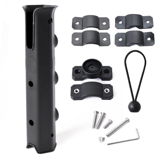 ESFUERZO（エスフエルソ） ロッドホルダー 釣り 360°回転で便利 バイク 自転車 船 パイプ レーン 釣り竿 釣竿 竿受け 竿掛け スタンド 固定 キャリア 取付説明書付き